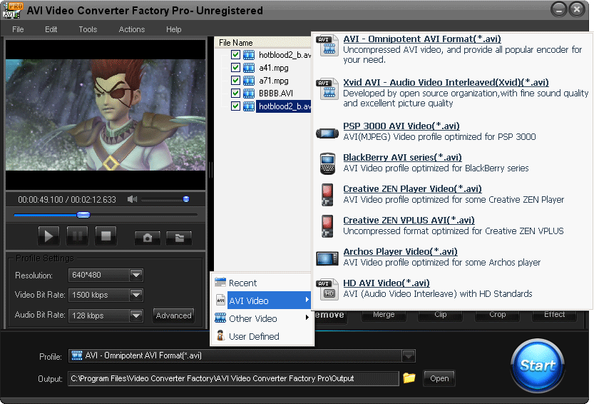 AVI Video Converter Factory Pro